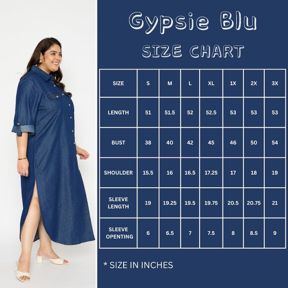 Gypsie Blu Women Denim Maxi Shirt Dress Summer Party Dress for Beach Night Party - Picture 7 of 7